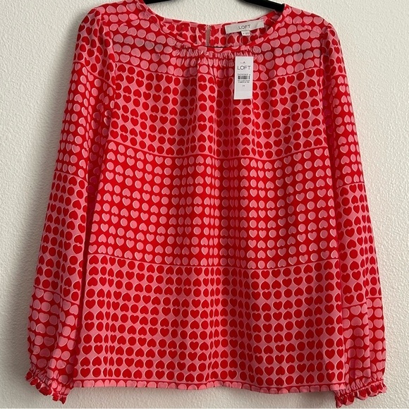 New Loft Heart Ruffle Cuff Blouse | Size M - Picture 4 of 8